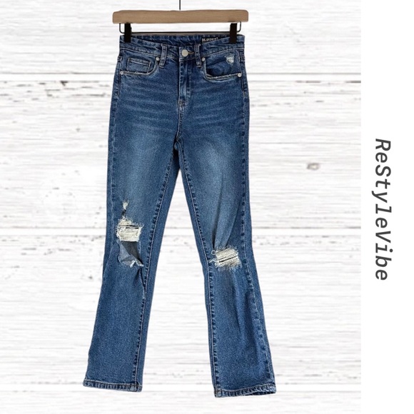 BLANK NYC Women’s Size 25 Denim Jeans Madison Crop Style Fit Stretch Distressed - Picture 1 of 16